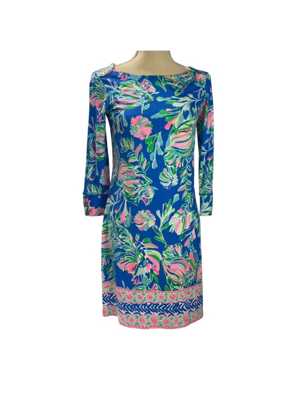 Lilly Pulitzer Sophie Dress Womens Size Small Blue Fare Fancy Fins UPF 50+ Rayon